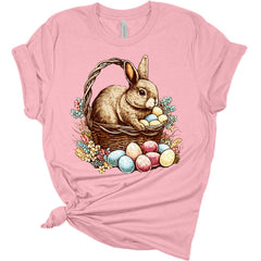 Womens Easter Bunny Shirt Cute Rabbit Basket T Shirts Easter Graphic Tees