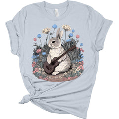 Bunny Rabbit Playing Guitar Shirt Womens Cottagecore Aesthetic Easter T-Shirt