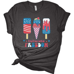 Womens 4th of July Tastes Like Freedom Retro Graphic Shirt
