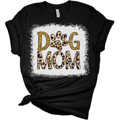 Dog Mom Women's Bleach Leopard Print Bella Graphic T-Shirt