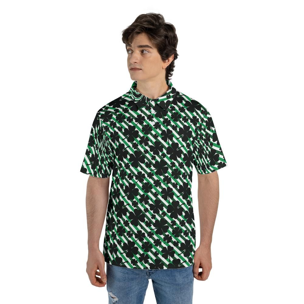 St. Patrick's  and Green Irish Clover Polo Shirts for Men