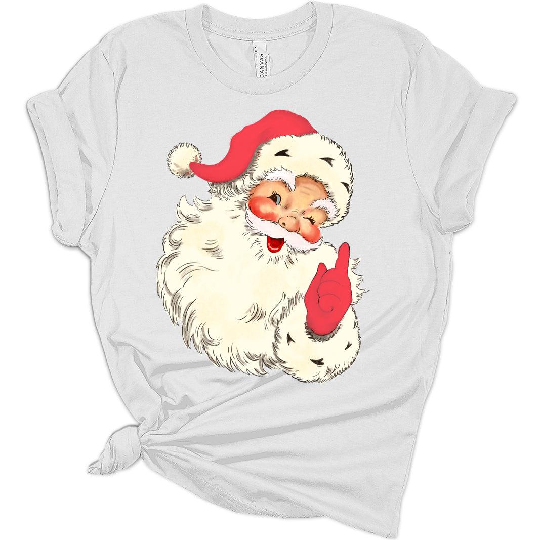 Funny Vintage Pink Santa Claus Pink Christmas Design Bella Graphic Print T-Shirt