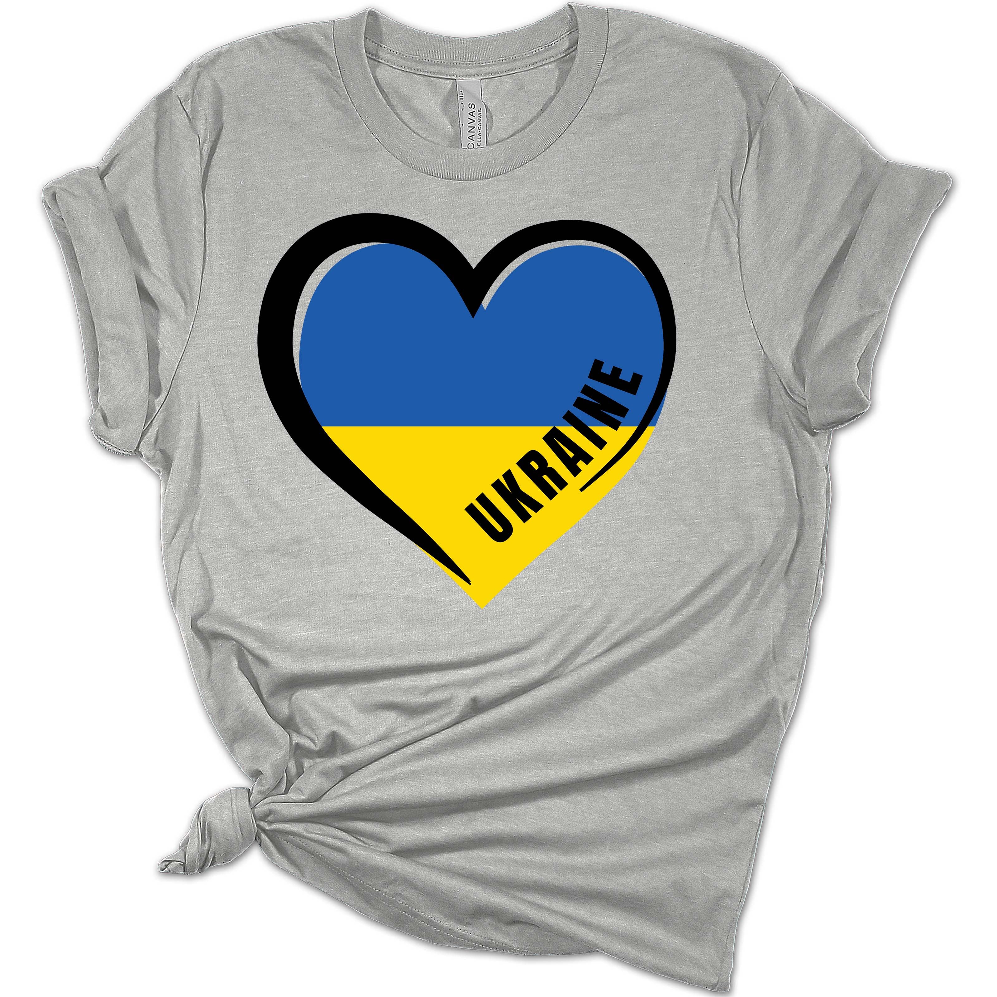 Support Ukraine Shirt Ukraine Heart Flag Women's Graphic Bleach Print T-Shirt