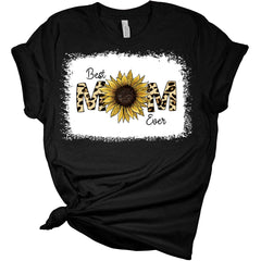 Women's Best Mom Ever Bleach Leopard Print T-Shirt