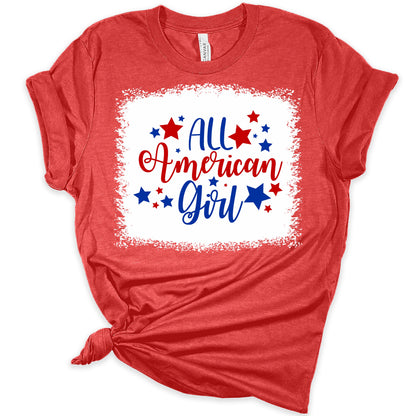 All American Girl Patriotic T-shirt | Women's Graphic T-Shirt | GyftWear
