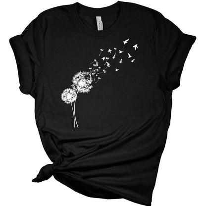 Women's Graphic Dandelion Wishies T Shirt Summer Bella Top Casual Plus Size Tee