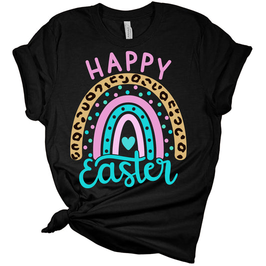 Womens Happy Easter Leopard Shirt Cute Easter T Shirts Funny Graphic Tees