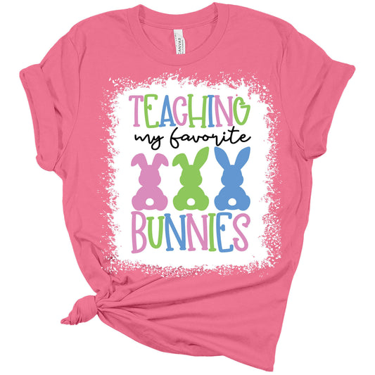 Womens Easter Teaching My Favorite Bunnies Shirt Teacher Easter T Shirts Cute Graphic Tees