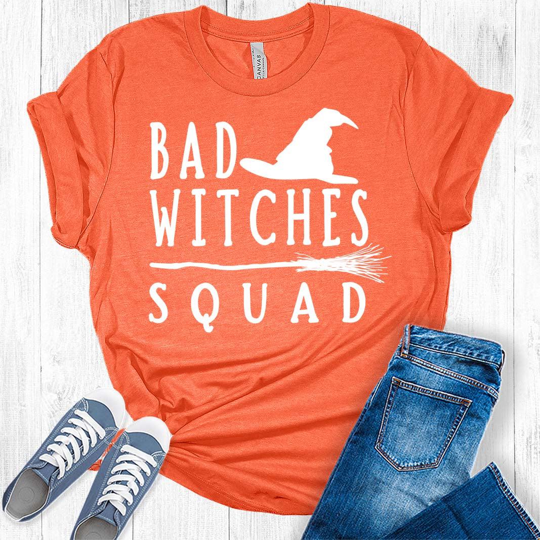 Bad Witches Squad Women's Graphic Print Bella Halloween T-Shirt