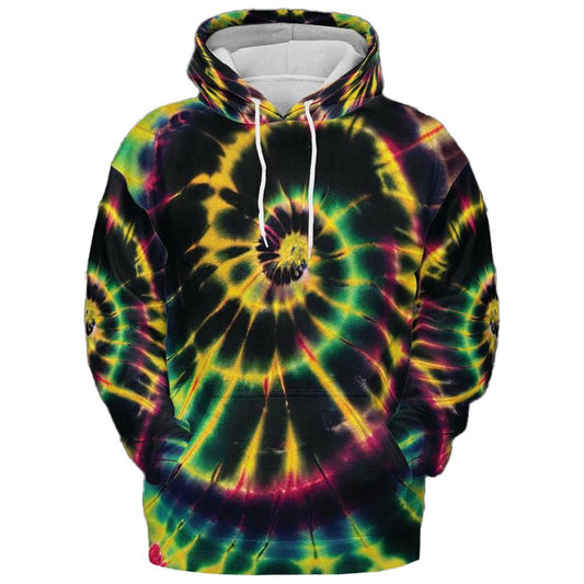 Tie Dye Hoodie Trippy Green Yellow Swirl Uranium Paint Art Graphic Print Hoodies