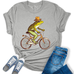 Womens Frog Bike Shirt Cottagecore Aesthetic T-Shirt