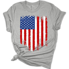 Womens 4th of July Shirts American Flag Distressed Patriotic Tshirts USA Short Sleeve Casual Graphic Tees Plus Size Tops