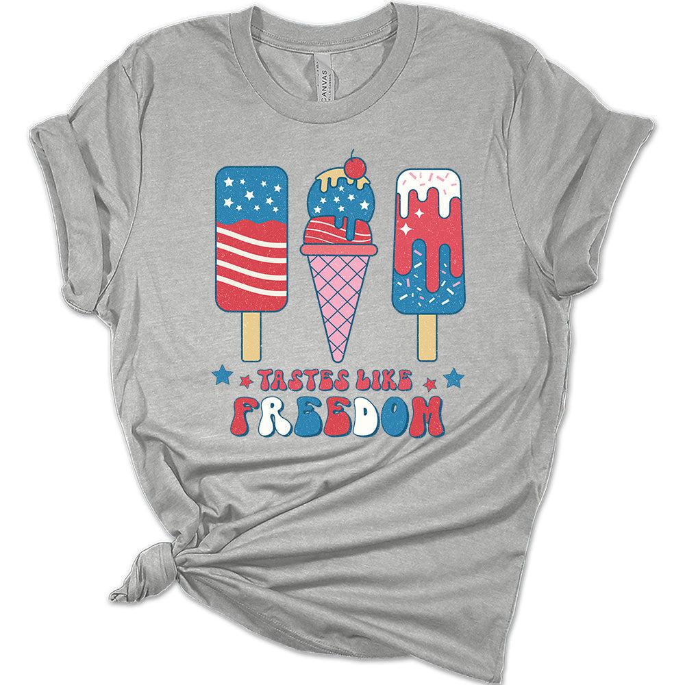 Womens 4th of July Tastes Like Freedom Retro Graphic Shirt