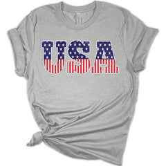 Womens 4th of July USA Letter Print Shirt