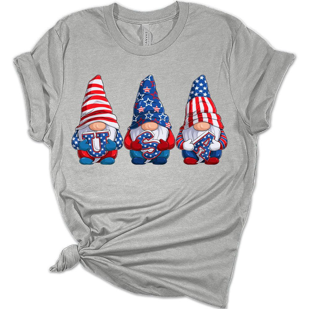 Womens 4th of July Gnomes Shirt American Flag Patriotic Tshirts USA Short Sleeve Casual Graphic Tees Plus Size Tops