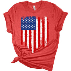 Womens 4th of July Shirts American Flag Distressed Patriotic Tshirts USA Short Sleeve Casual Graphic Tees Plus Size Tops