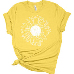 Womens Summer Sunflower Cute Graphic Tee