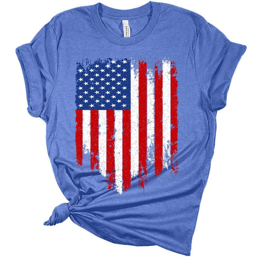 Womens 4th of July Shirts American Flag Distressed Patriotic Tshirts USA Short Sleeve Casual Graphic Tees Plus Size Tops