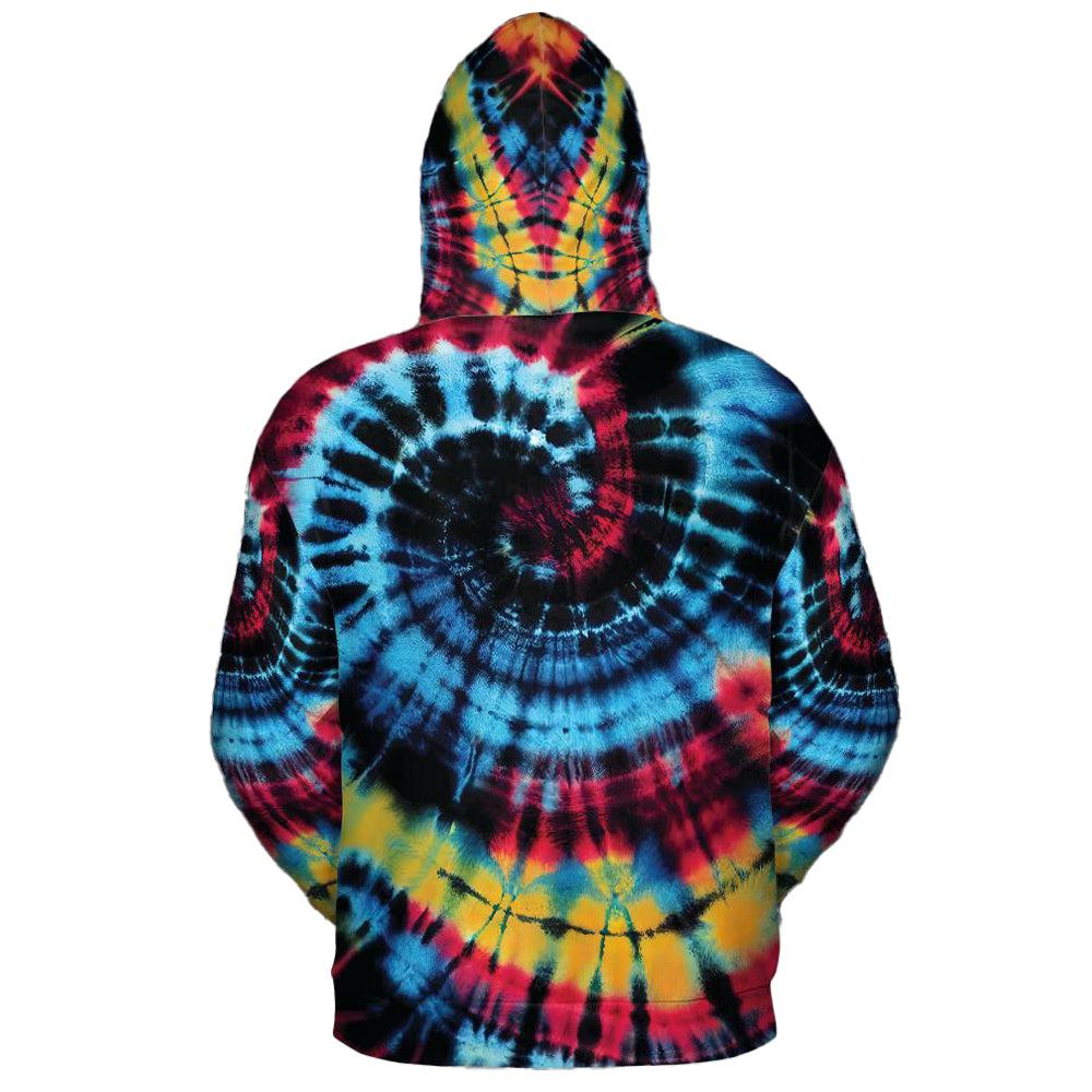 Electroluminescence Tie Dye All Over Graphic Print Swirl Hoodie