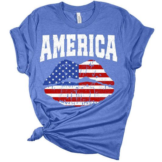 Womens American Flag Lips Shirt