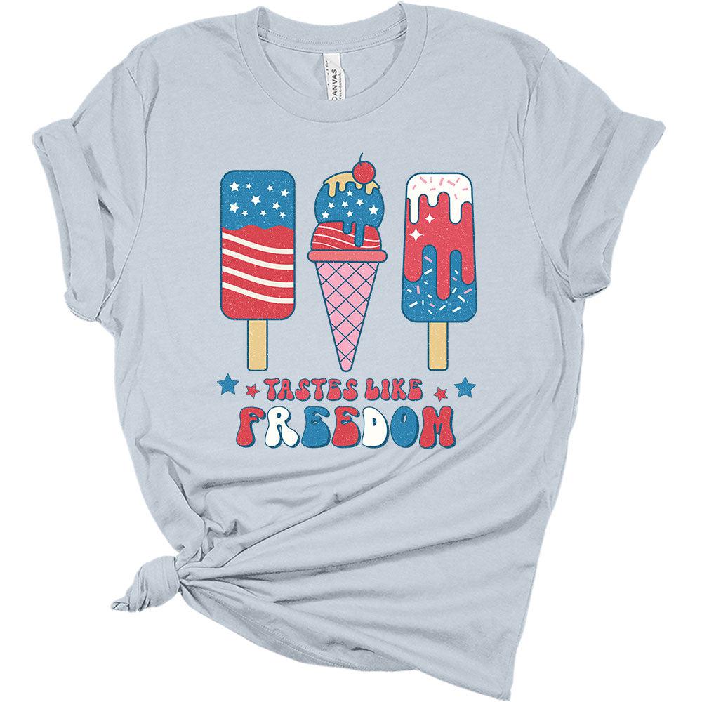 Womens 4th of July Tastes Like Freedom Retro Graphic Shirt