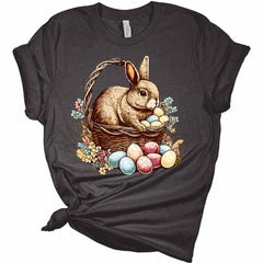 Womens Easter Bunny Shirt Cute Rabbit Basket T Shirts Easter Graphic Tees