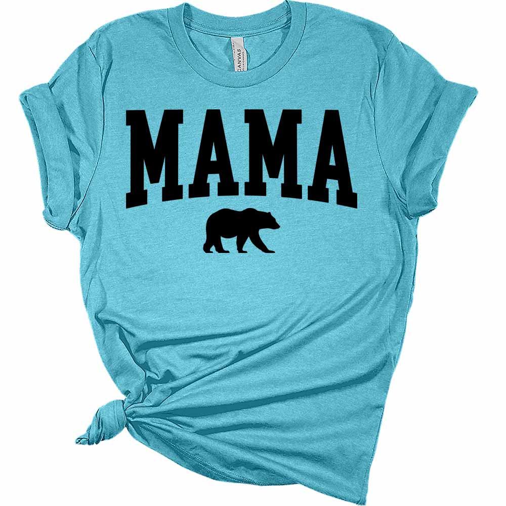 Womens Mama Bear Shirt Letter Print Mom T Shirts Cute Graphic Tees Short Sleeve Tops