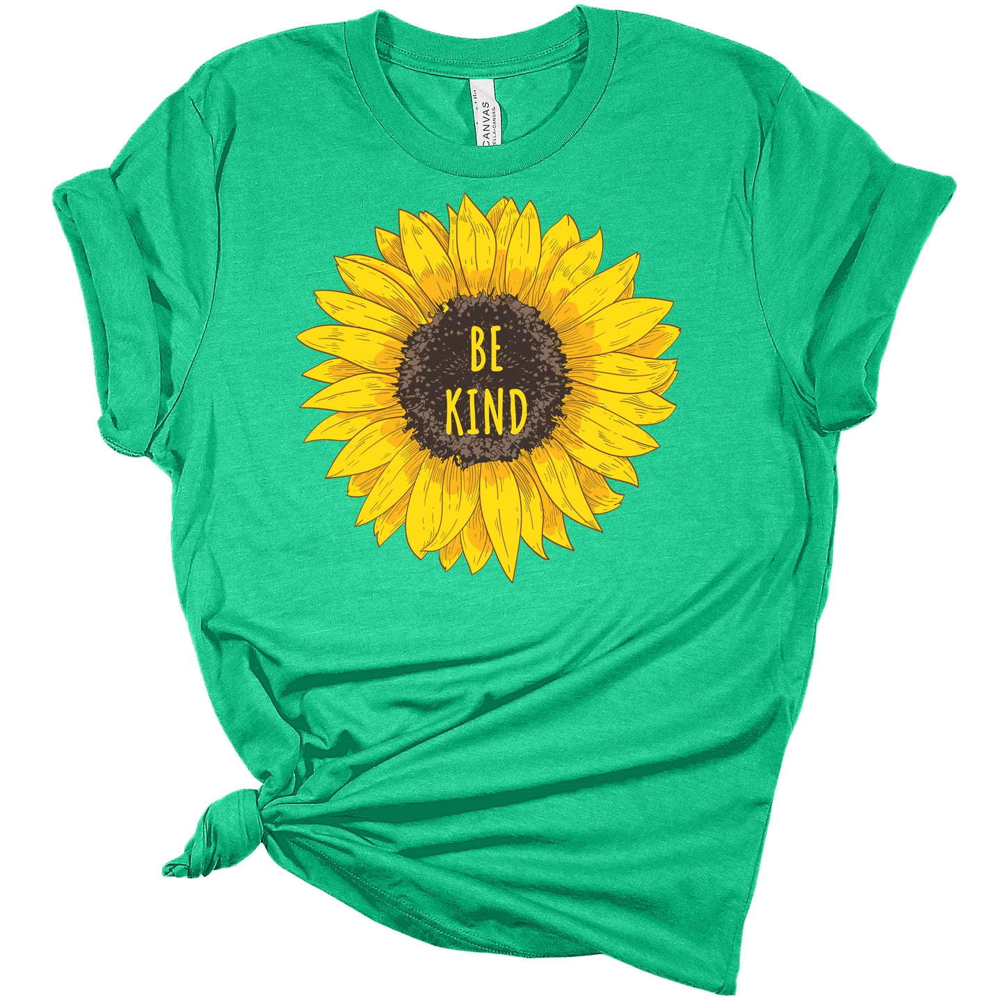 Women's Graphic Shirt Be Kind Sunflower Bella Short Sleeve Summer T-Shirt