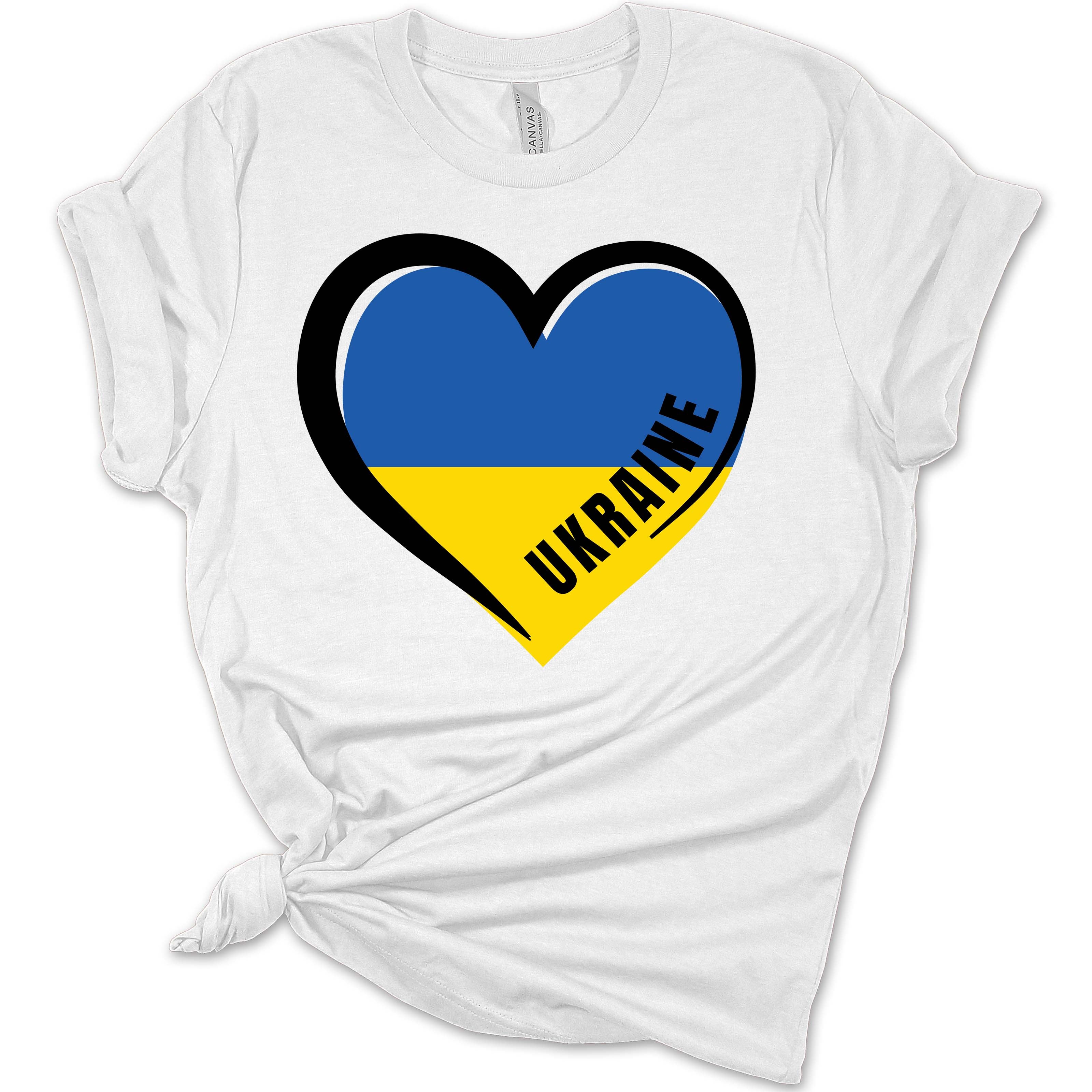 Support Ukraine Shirt Ukraine Heart Flag Women's Graphic Bleach Print T-Shirt