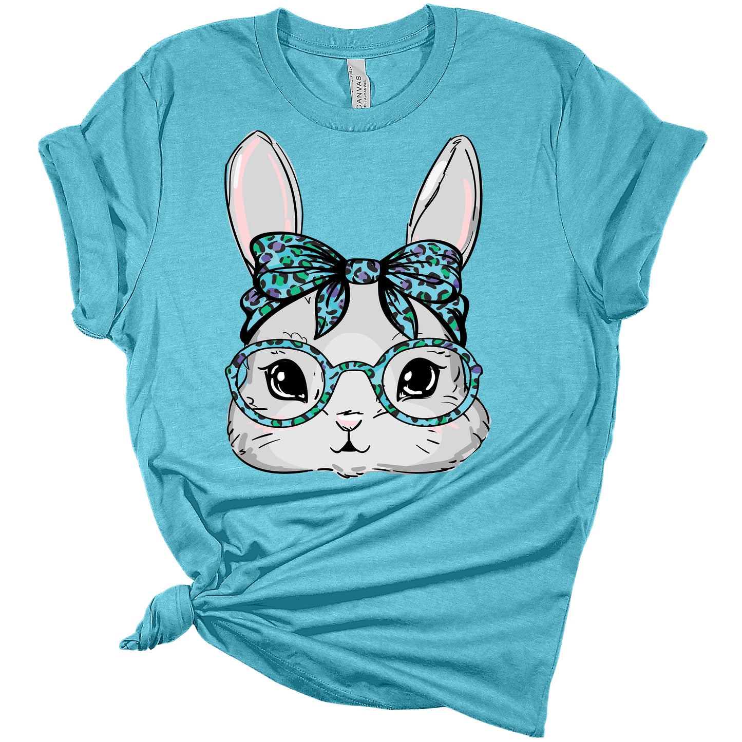 Womens Easter Bunny Blue Glasses Shirt Cute Easter T Shirts Funny Graphic Tees