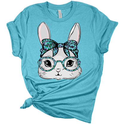 Womens Easter Bunny Blue Glasses Shirt Cute Easter T Shirts Funny Graphic Tees