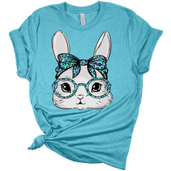 Cute Bunny Face Blue Women's Bella Easter T-Shirt