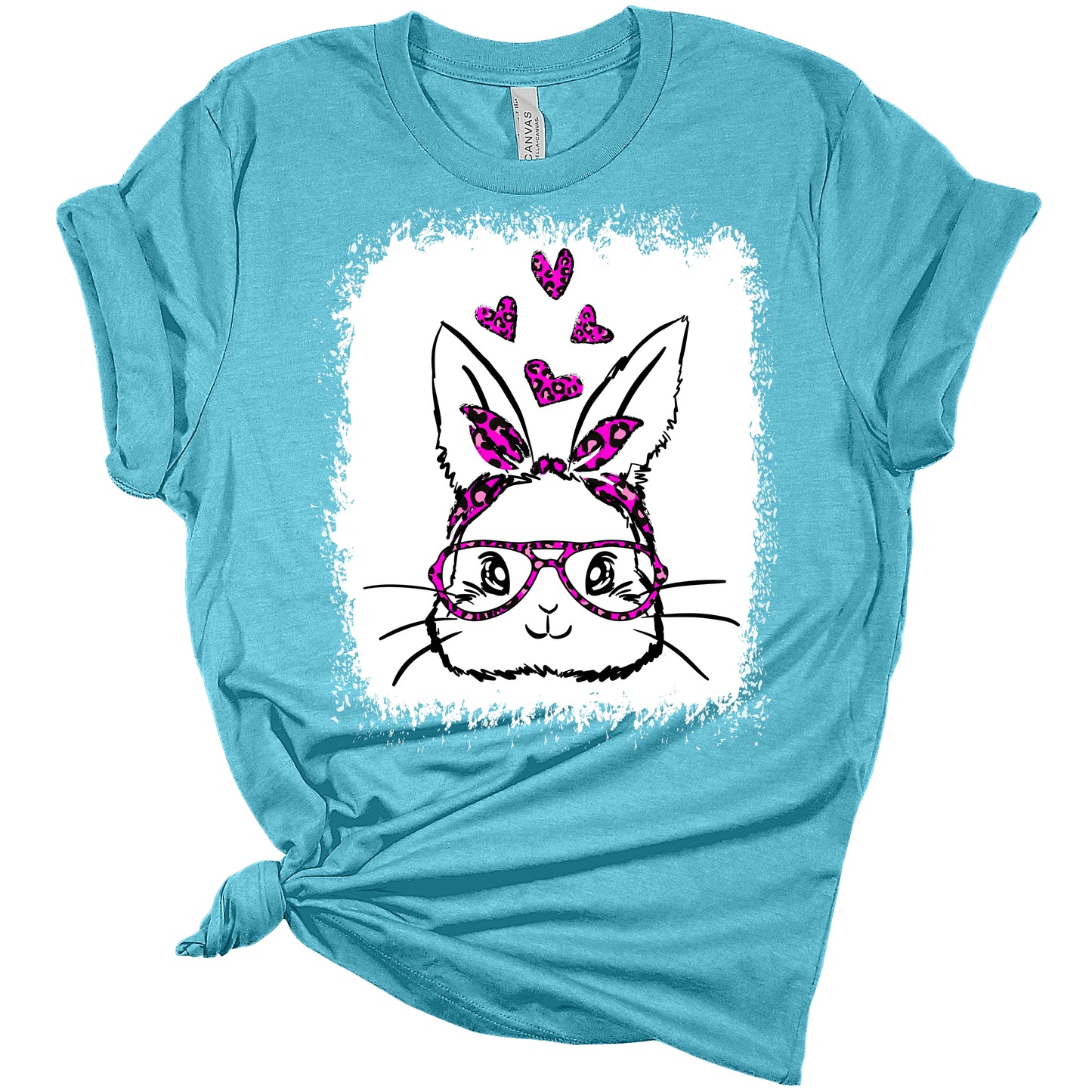 Womens Easter Bunny Face with Glasses Shirt Cute Easter T Shirts Funny Graphic Tees
