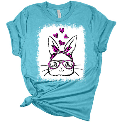 Womens Easter Bunny Face with Glasses Shirt Cute Easter T Shirts Funny Graphic Tees