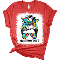 Autism Mom Life Women's T-Shirt | Bleached Print Shirt | GyftWear