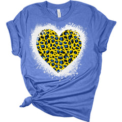 Support Ukraine Shirt Love Ukraine Heart Women's Graphic Bleach Print T-Shirt