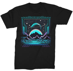 Mens Synthwave Retro Mountain Shirt Space Galaxy Graphic Tees
