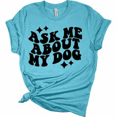Womens Ask Me About My Dog Shirt Retro T-Shirt Groovy Graphic Tees Letter Print Vintage Summer Tops