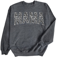 Mama Text Leopard Print Crewneck