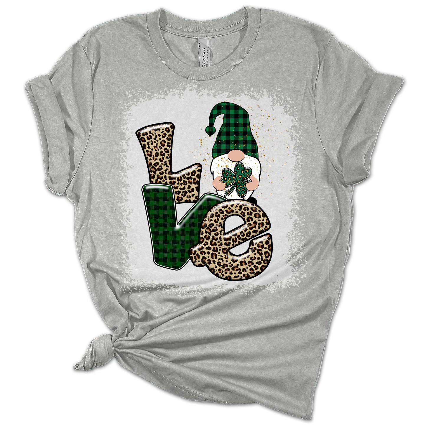 Love Gnome Clover St. Patrick's Day Women's Bella T-Shirt