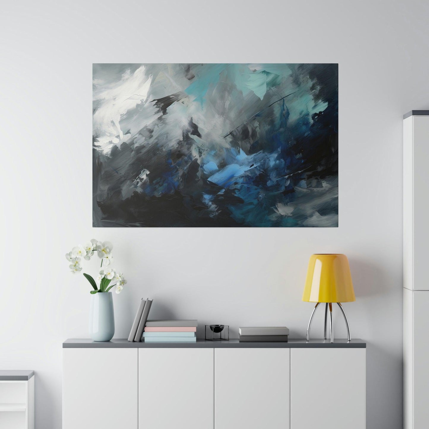 Blue and Grey Wall Art 3 - Abstract Picture Canvas Print Wall Painting Modern Artwork Canvas Wall Art for Living Room Home Office Décor