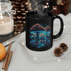 Mushroom Coffee Mug Cottagecore Blue Forest Cabin