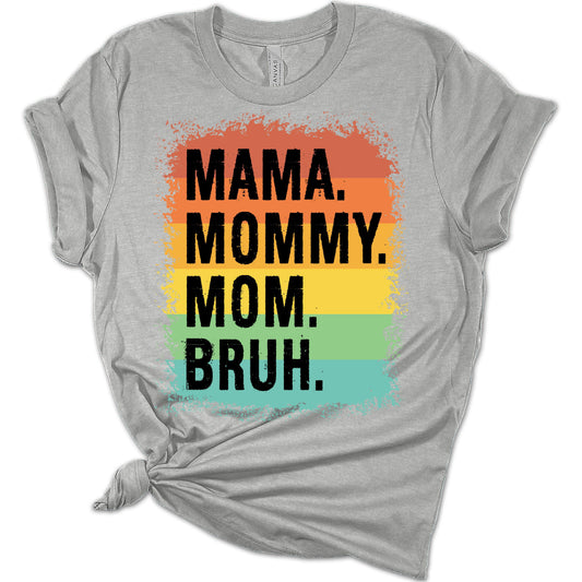Mama Mommy Mom Bruh Women's Vintage Bleach Print Graphic T-Shirt