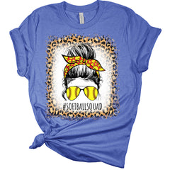 Softball Squad Women's Graphic Leopard Bleach Print T-Shirt