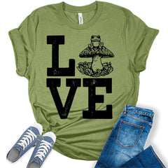 LOVE Frog Mushroom Shirt Womens Cottagecore Aesthetic T-Shirt