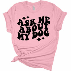Womens Ask Me About My Dog Shirt Retro T-Shirt Groovy Graphic Tees Letter Print Vintage Summer Tops