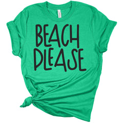 Beach Please Women's Summer Tops Funny Graphic Beach T-Shirt