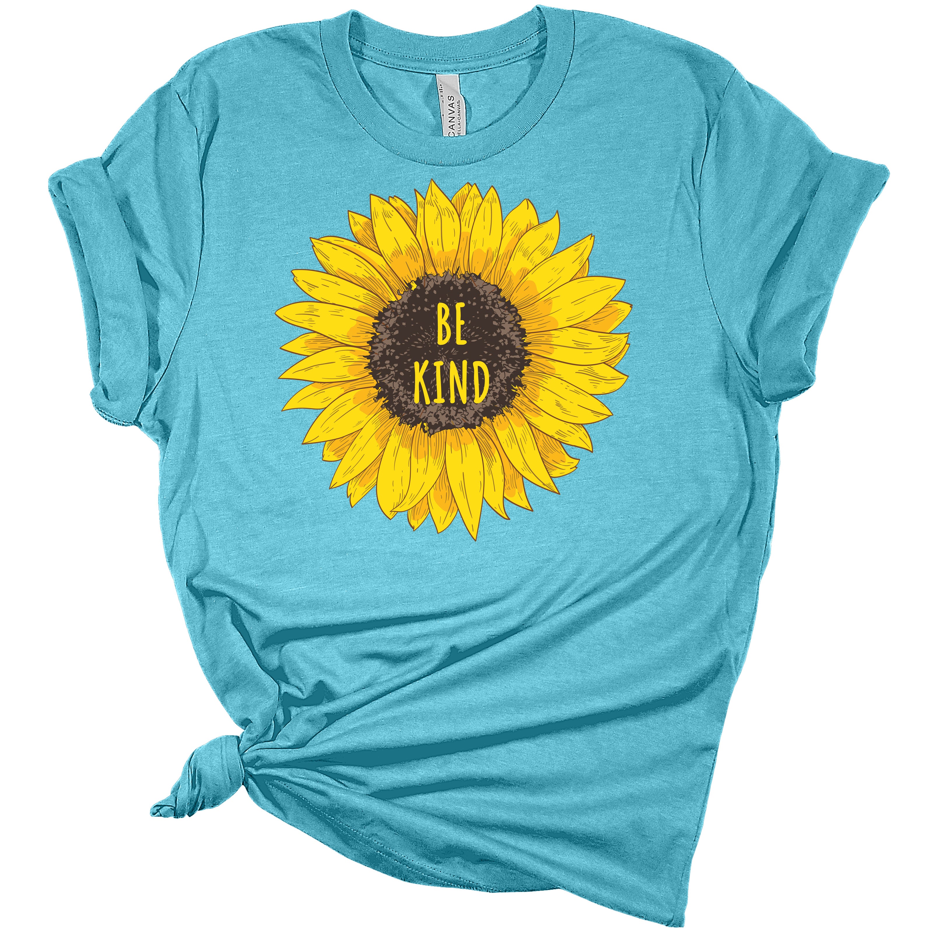 Women's Graphic Shirt Be Kind Sunflower Bella Short Sleeve Summer T-Shirt