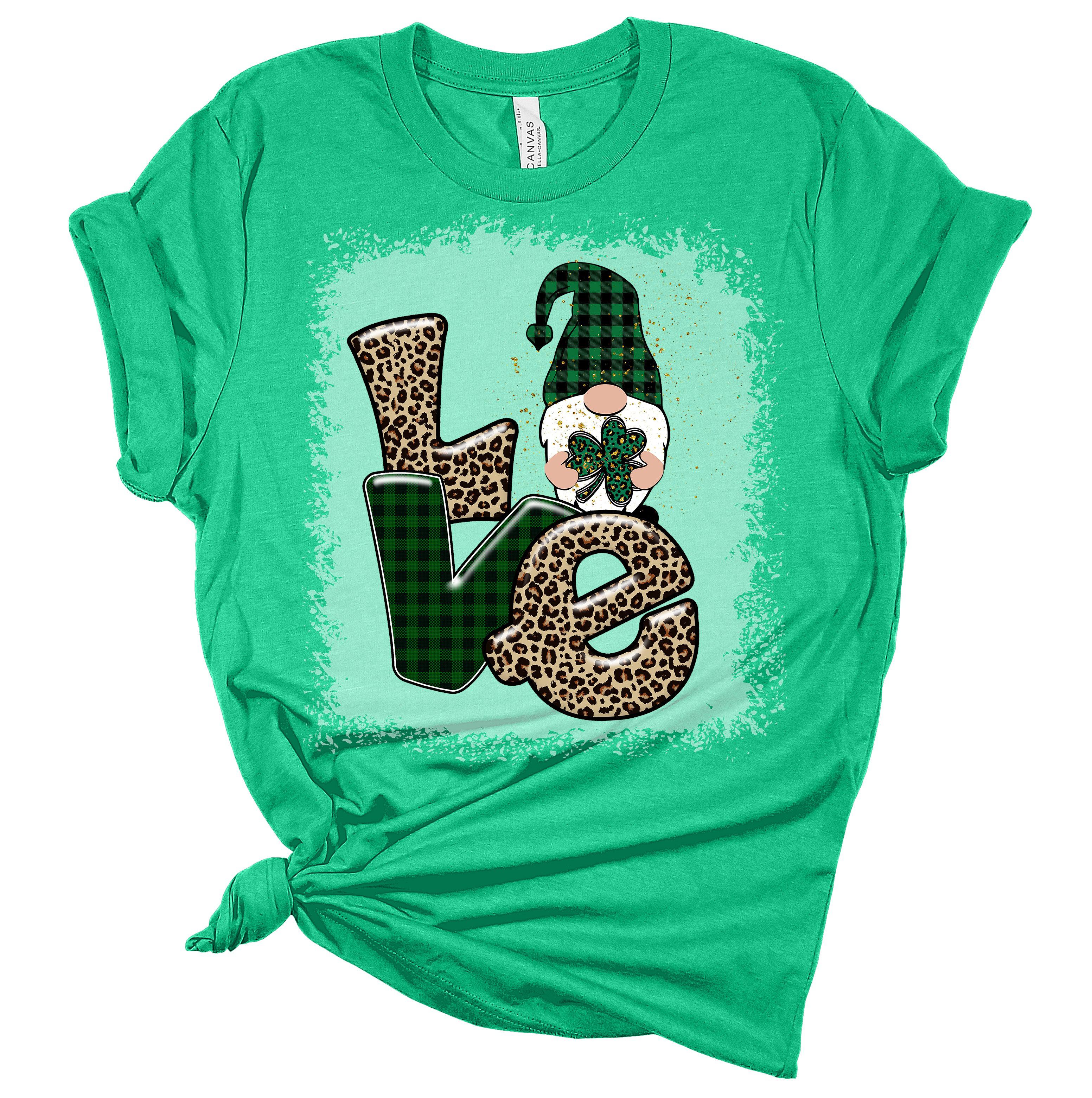 Love Gnome Clover St. Patrick's Day Women's Bella T-Shirt