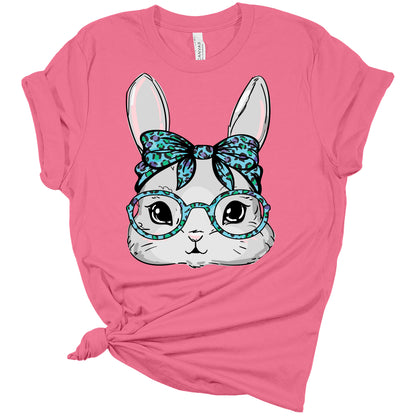 Womens Easter Bunny Blue Glasses Shirt Cute Easter T Shirts Funny Graphic Tees